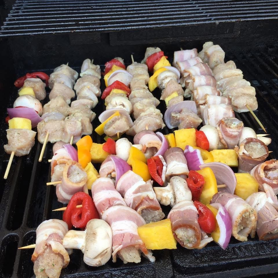 Skewers prepared for a family gathering