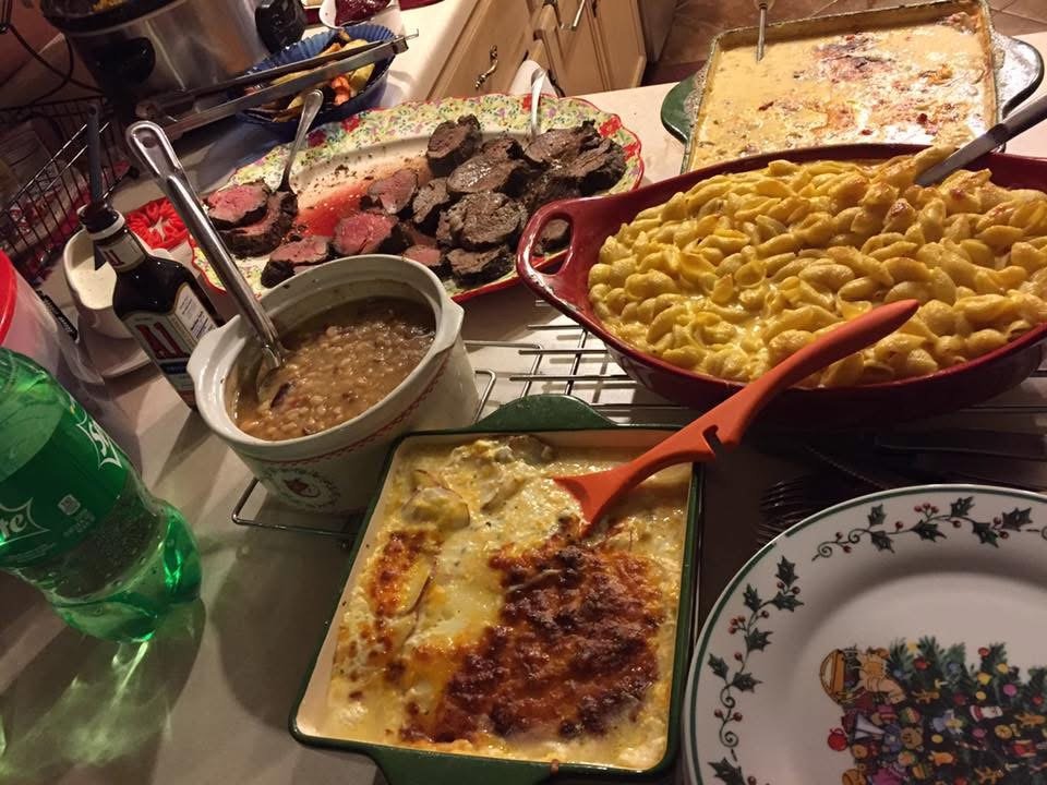 Family meal spread prepared for sharing together